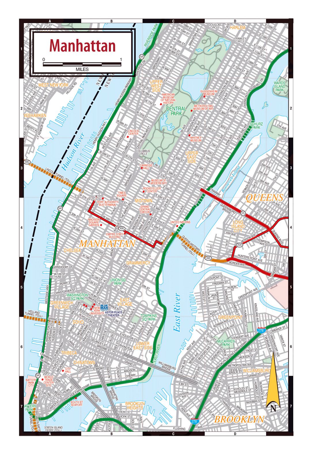 New York, Manhattan streets map