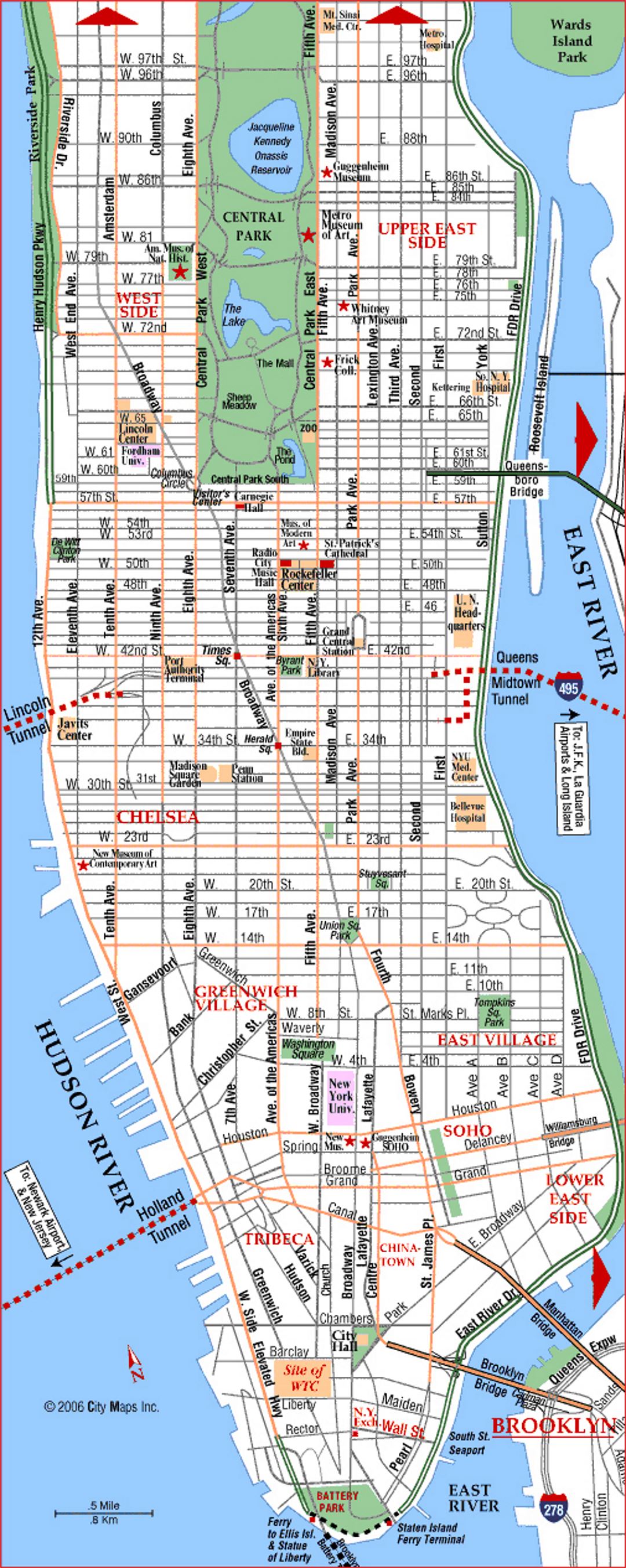Road map of Manhattan