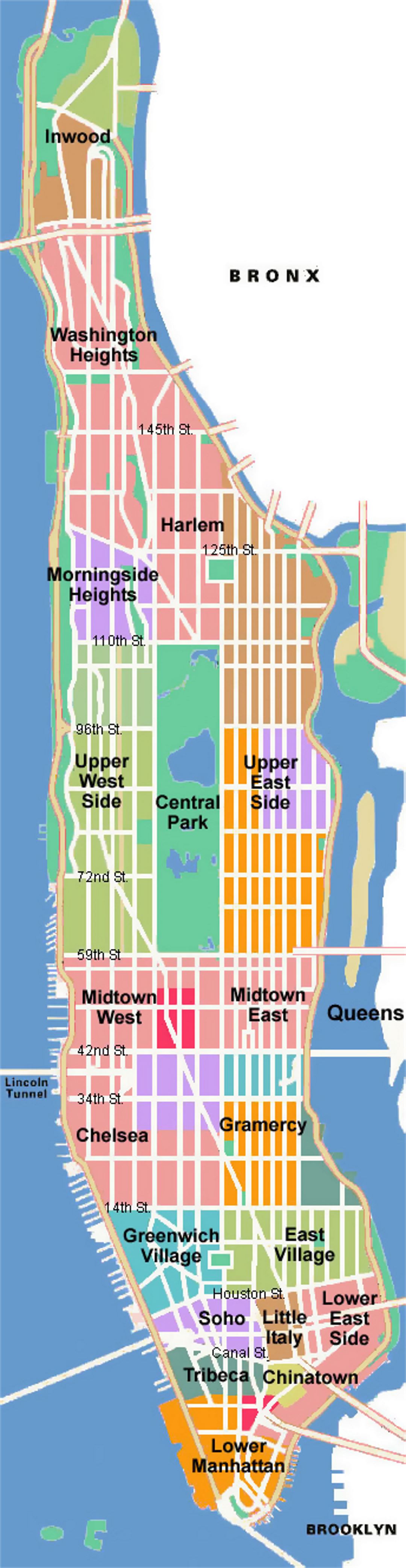 Schematic map of Manhattan, NYC