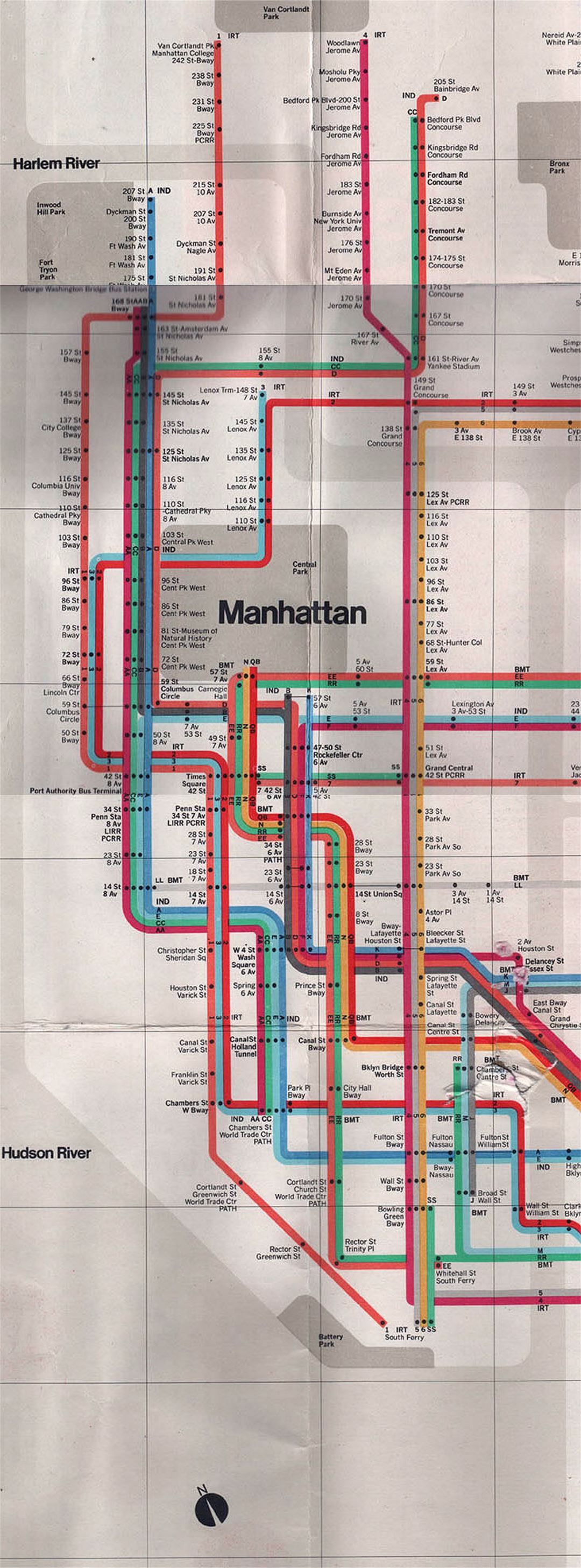 Subway map of Manhattan