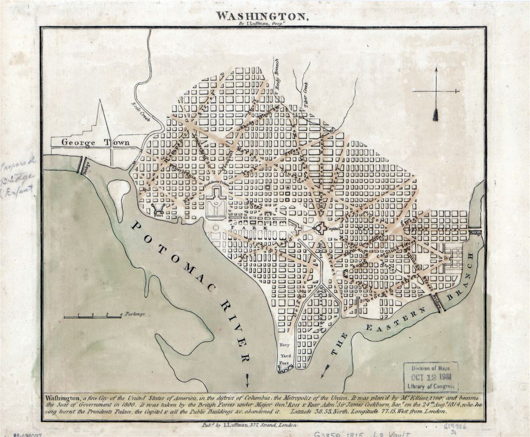 Large detailed old map of Washington - 1815
