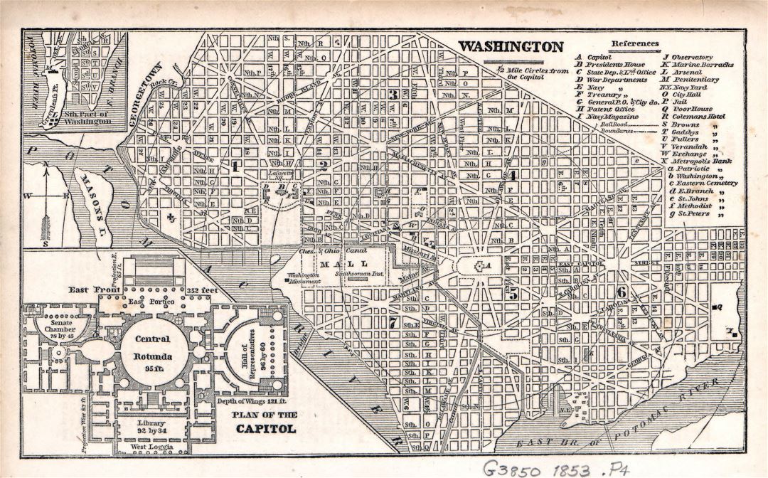 Large detailed old map of Washington - 1853
