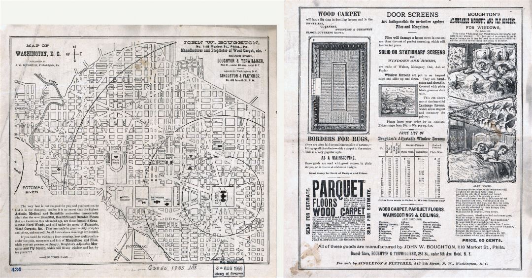 Large detailed old map of Washington DC - 1885