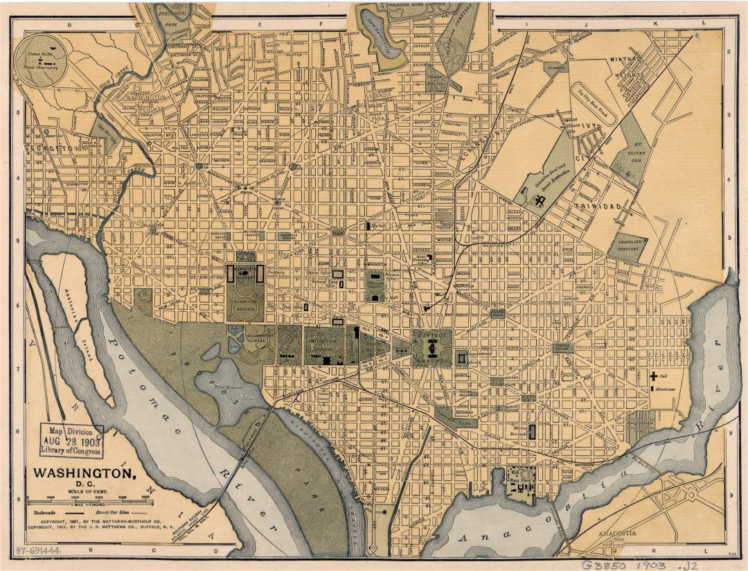 Large detailed old map of Washington D.C. - 1897