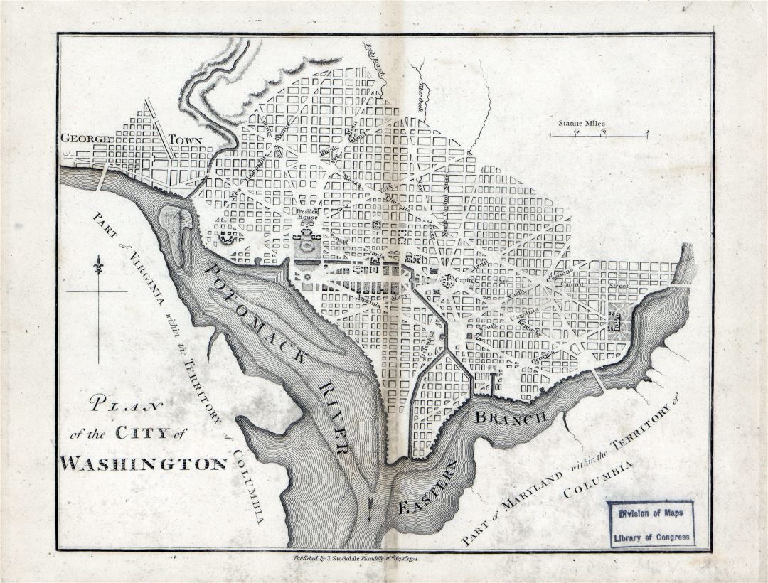 Large detailed old plan of the city of Washington - 1794