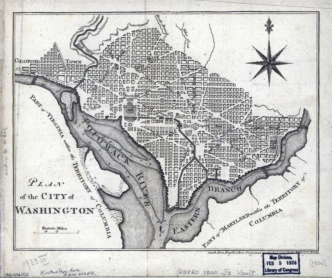 Large detailed old plan of the city of Washington - 1800