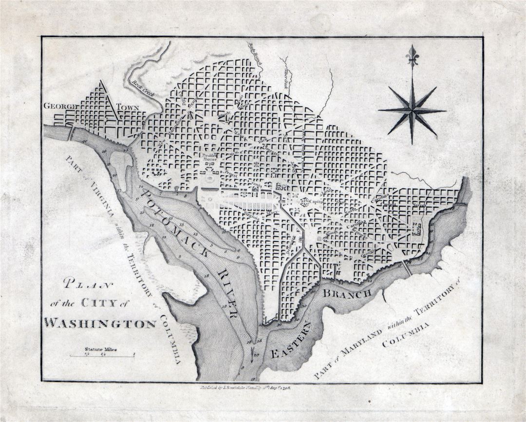 Large detailed old plan of the city of Washington D.C. - 1798