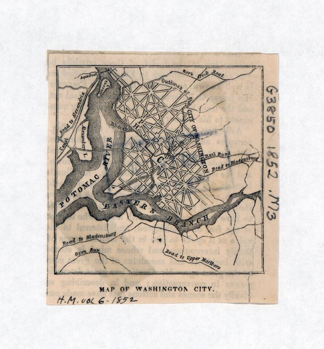Large old map of Washington city - 1852