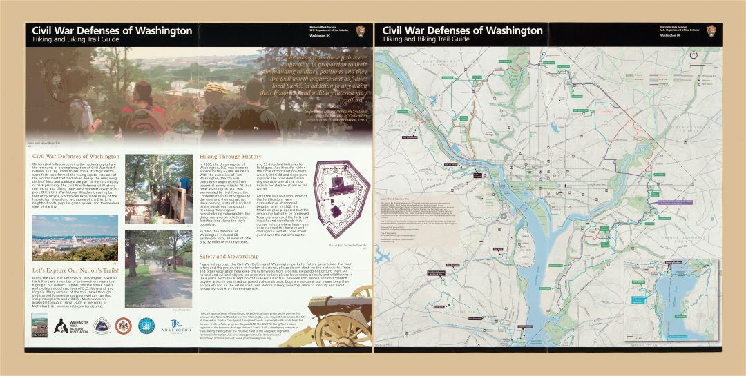 Large scale detailed Civil War defenses of Washington hiking and biking trail guide - 2011