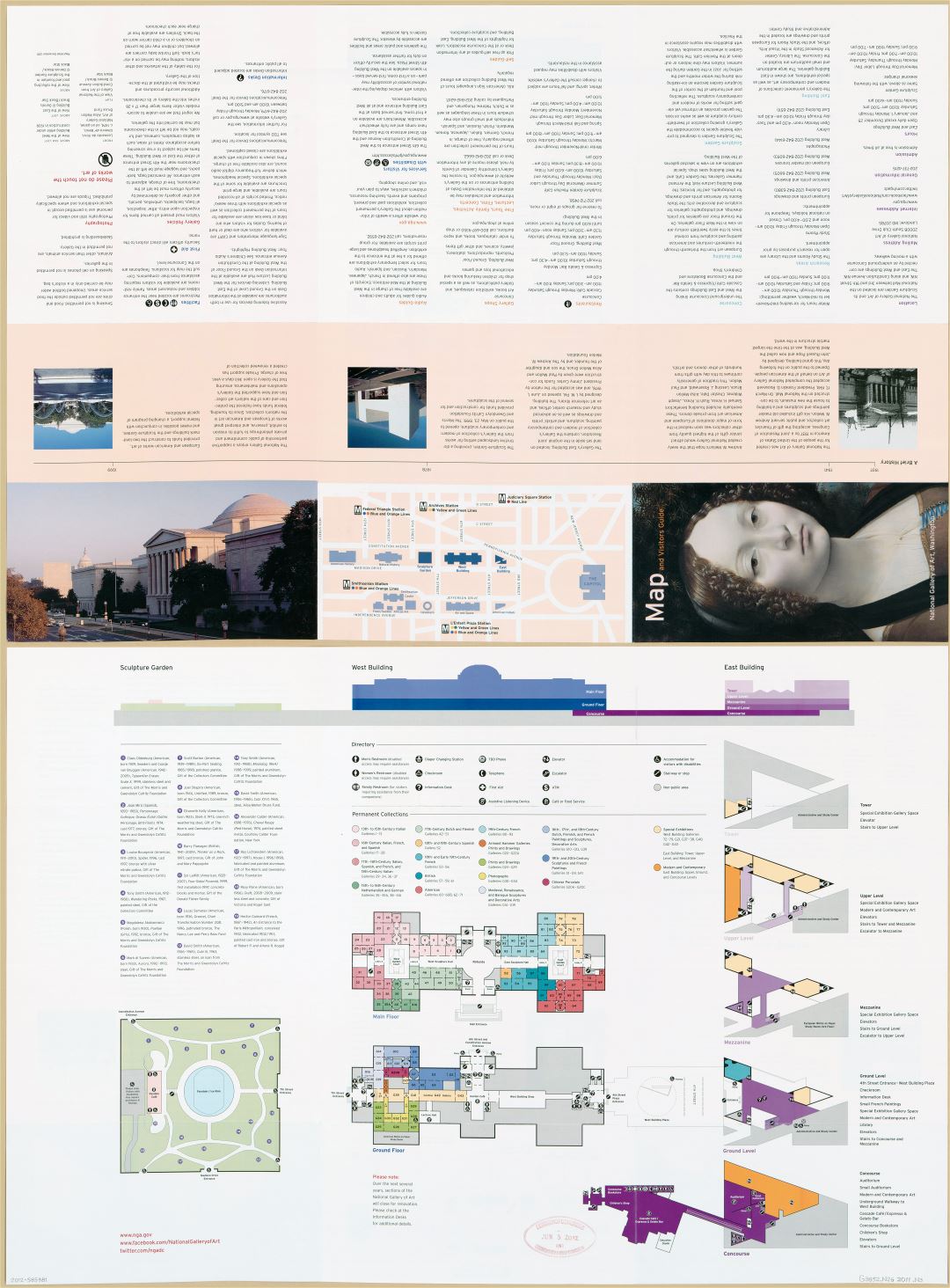 Large scale detailed map and visitors guide of National Gallery of Art, Washington D.C. - 2011