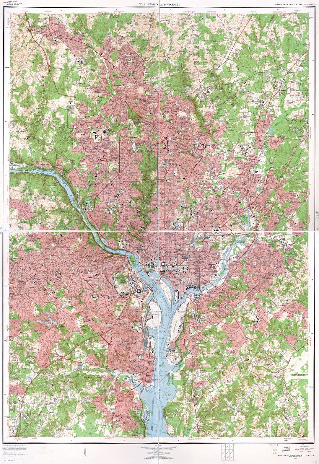 Large scale detailed map of Washington and vicinity, District of Columbia - 1956