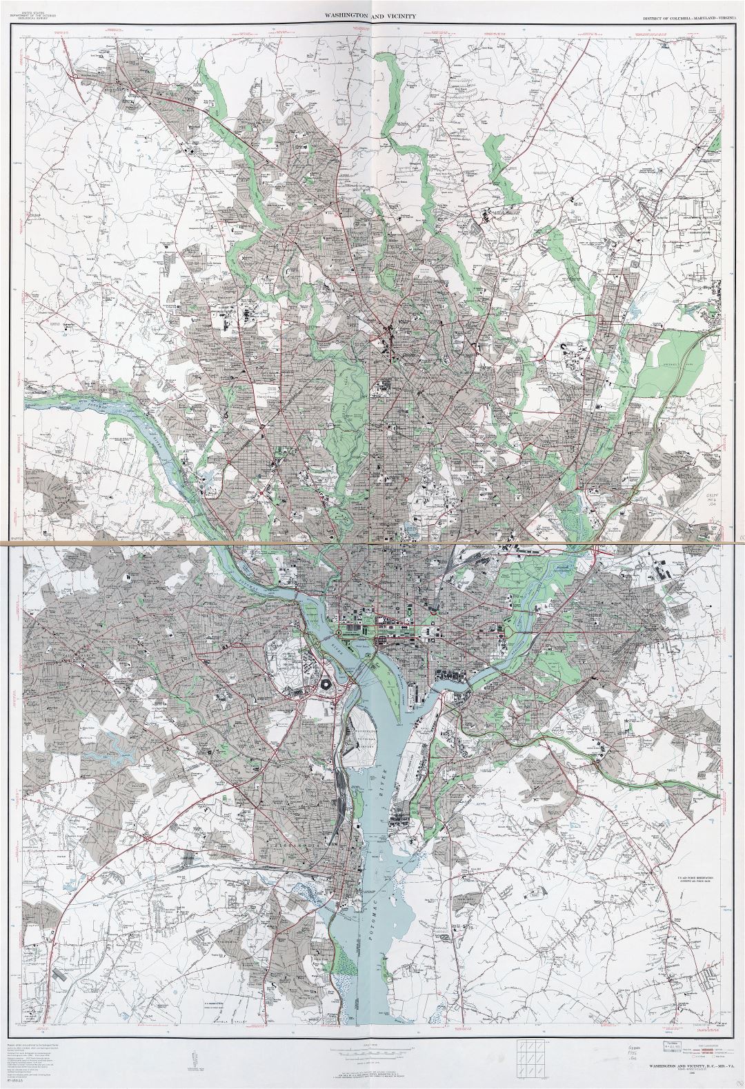 Large scale detailed map of Washington and vicinity, District of Columbia, Maryland, Virginia - 1956