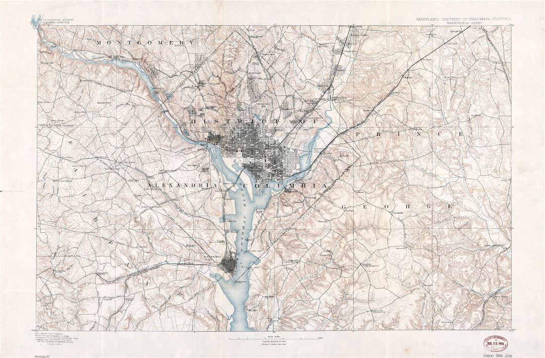 Large scale detailed old map of Maryland District of Columbia, Virginia - 1886