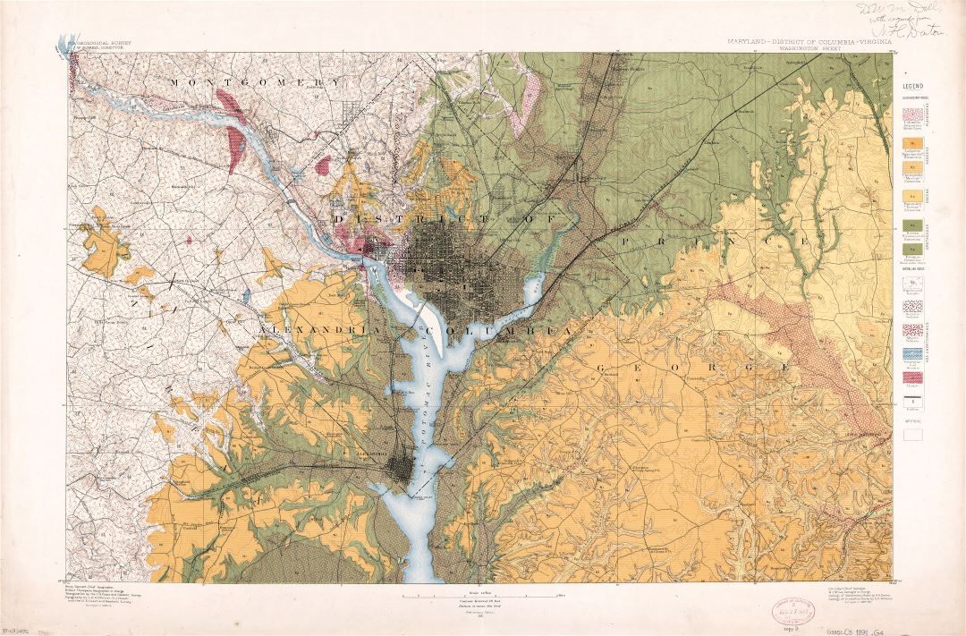 Large scale detailed old map of Maryland District of Columbia, Virginia - 1891