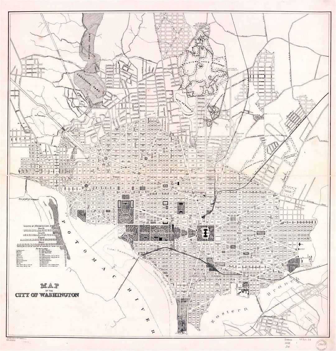 Large scale detailed old map of the city of Washington D.C. - 1898