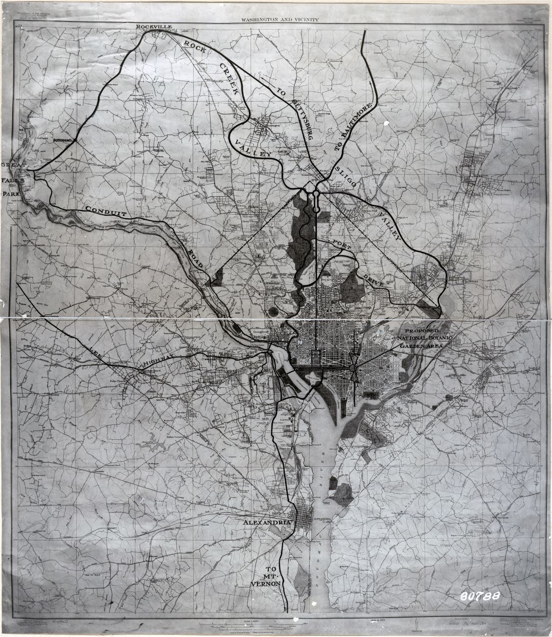 Large scale detailed old map of Washington and vicinity, Maryland District of Columbia, Virginia - 1920