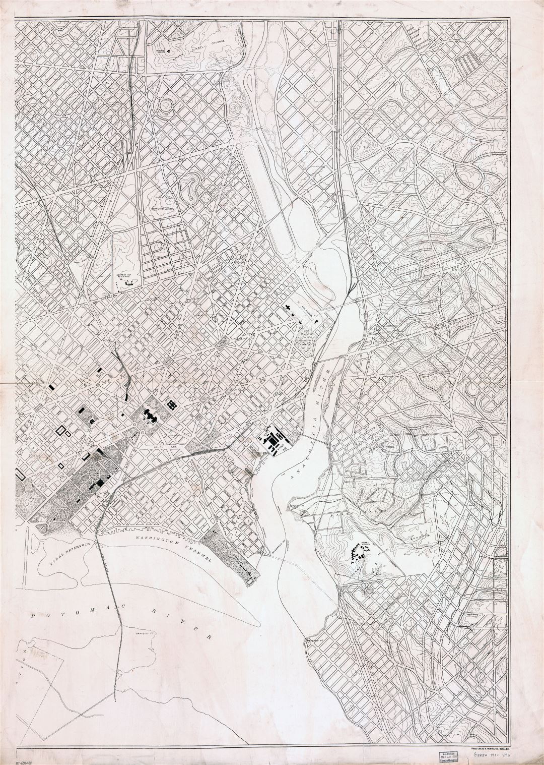 Large scale detailed old map of Washington DC - 1910