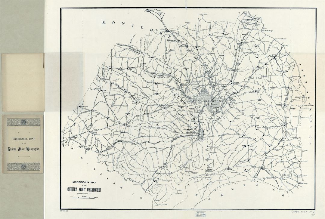 Large scale detailed old Morrison's map of the country about Washington - 1888