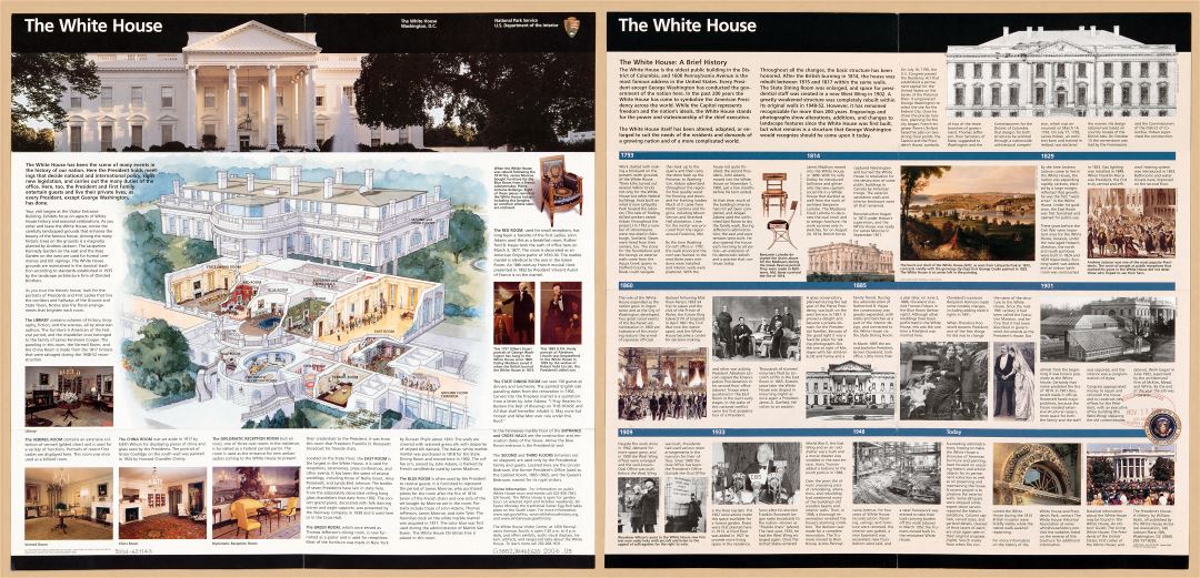 Large scale detailed tourist map of the White House, Washington D.C. - 2004