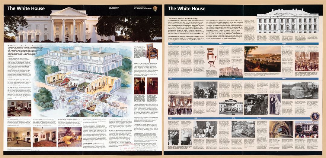 Large scale detailed tourist map of the White House, Washington D.C. - 2005