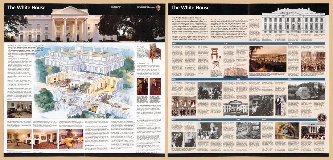 Large scale detailed tourist map of the White House, Washington D.C. - 2009
