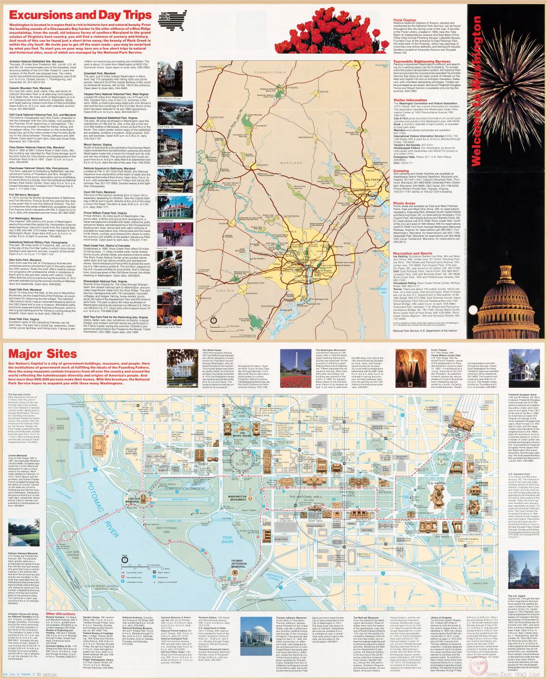 Large scale detailed Washington D.C. tourist map - 1990