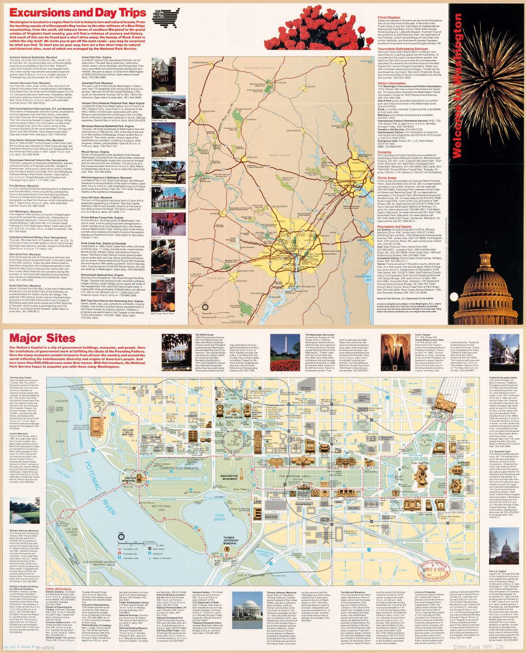 Large scale detailed Washington D.C. tourist map - 1991