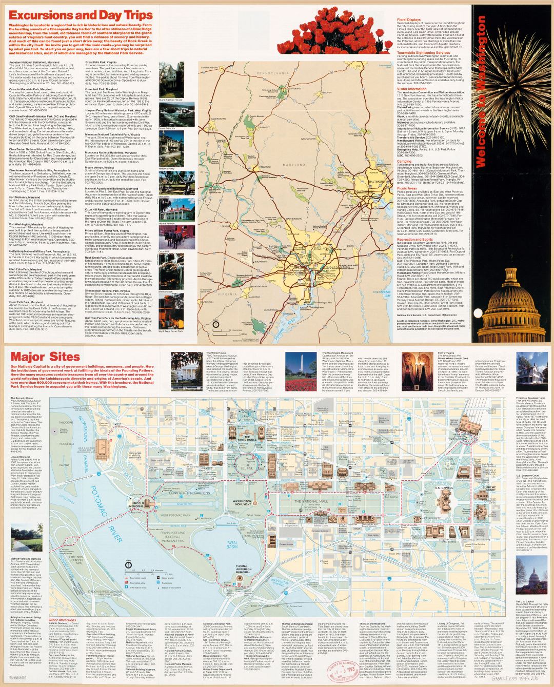 Large scale detailed Washington DC tourist map - 1993