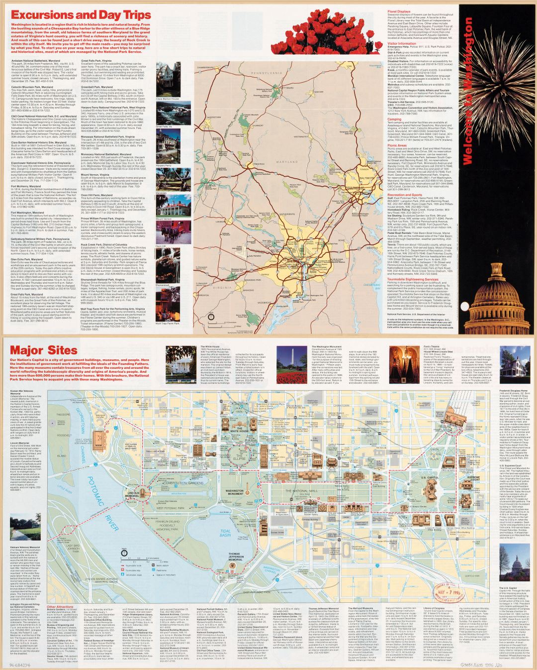 Large scale detailed Washington D.C. tourist map - 1996