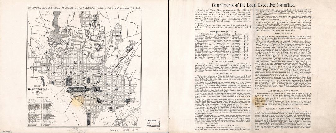 Large scale old map of the city of Washington and environs - 1898