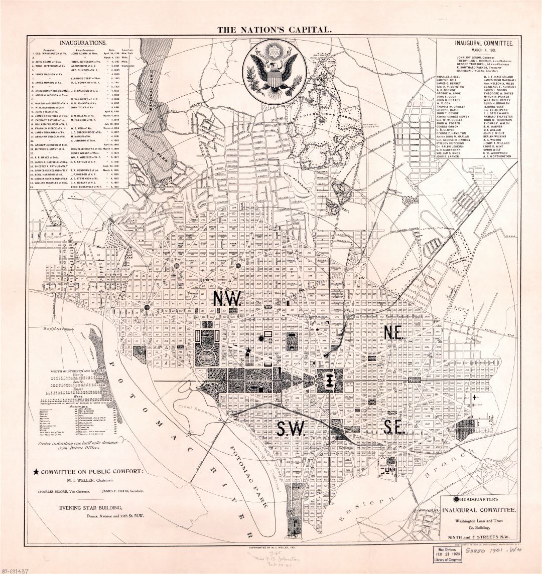 Large scale old map of the Nation's Capital Washington D.C. - 1901