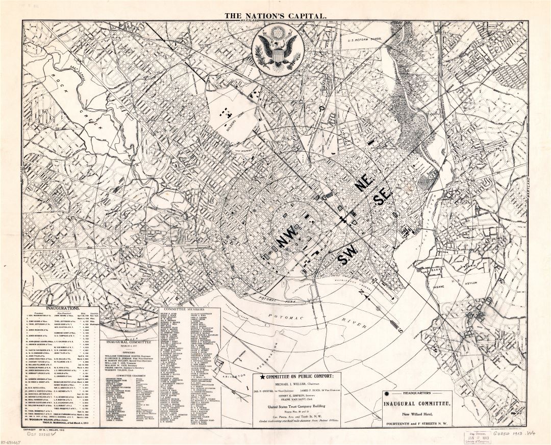 Large scale old map of the Nation's Capital Washington D.C. - 1913