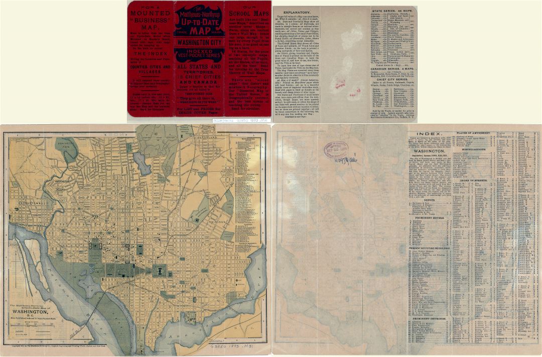 Large scale old map of Washington DC - 1893