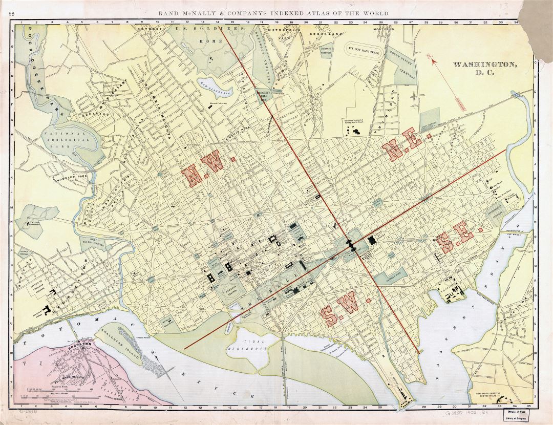 Large scale old map of Washington D.C. with roads - 1902