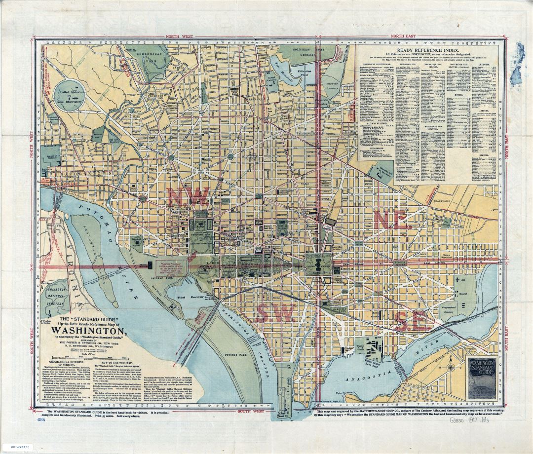 Large scale old Washington standard guide map - 1917