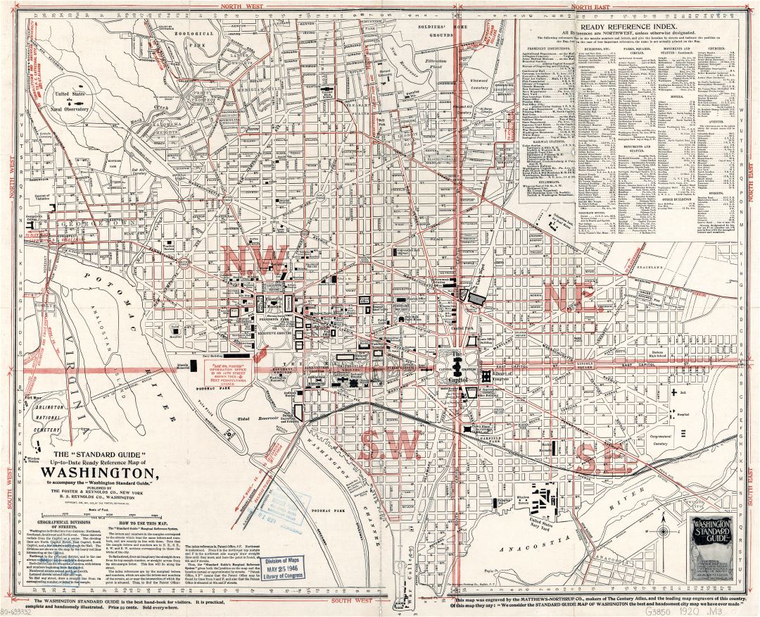 Large scale old Washington standard guide map - 1920