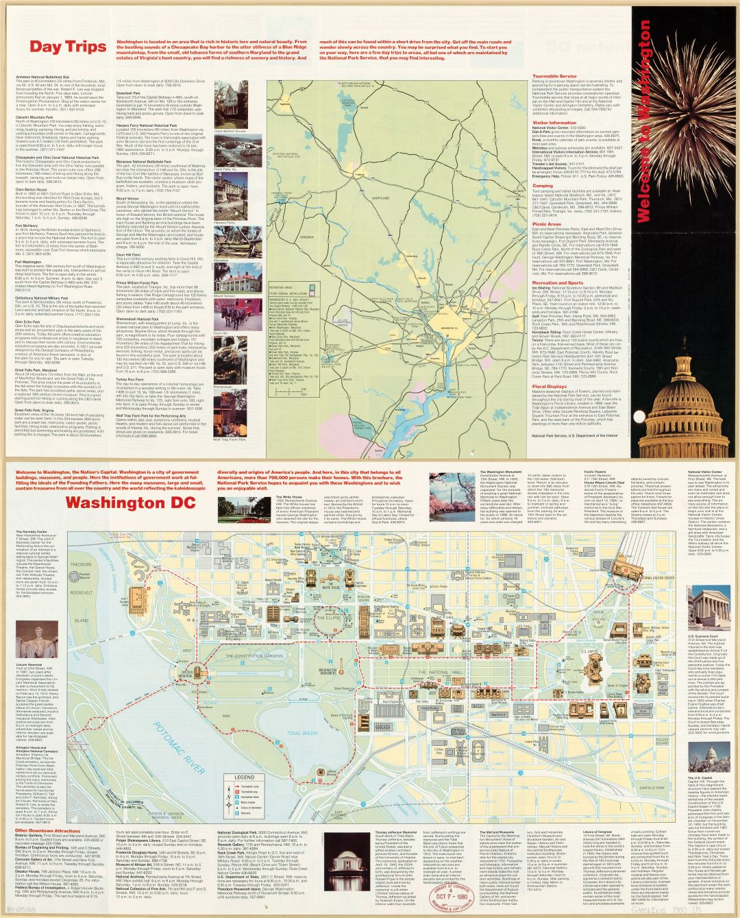 Large scale tourist map of Washington D.C. - 1980