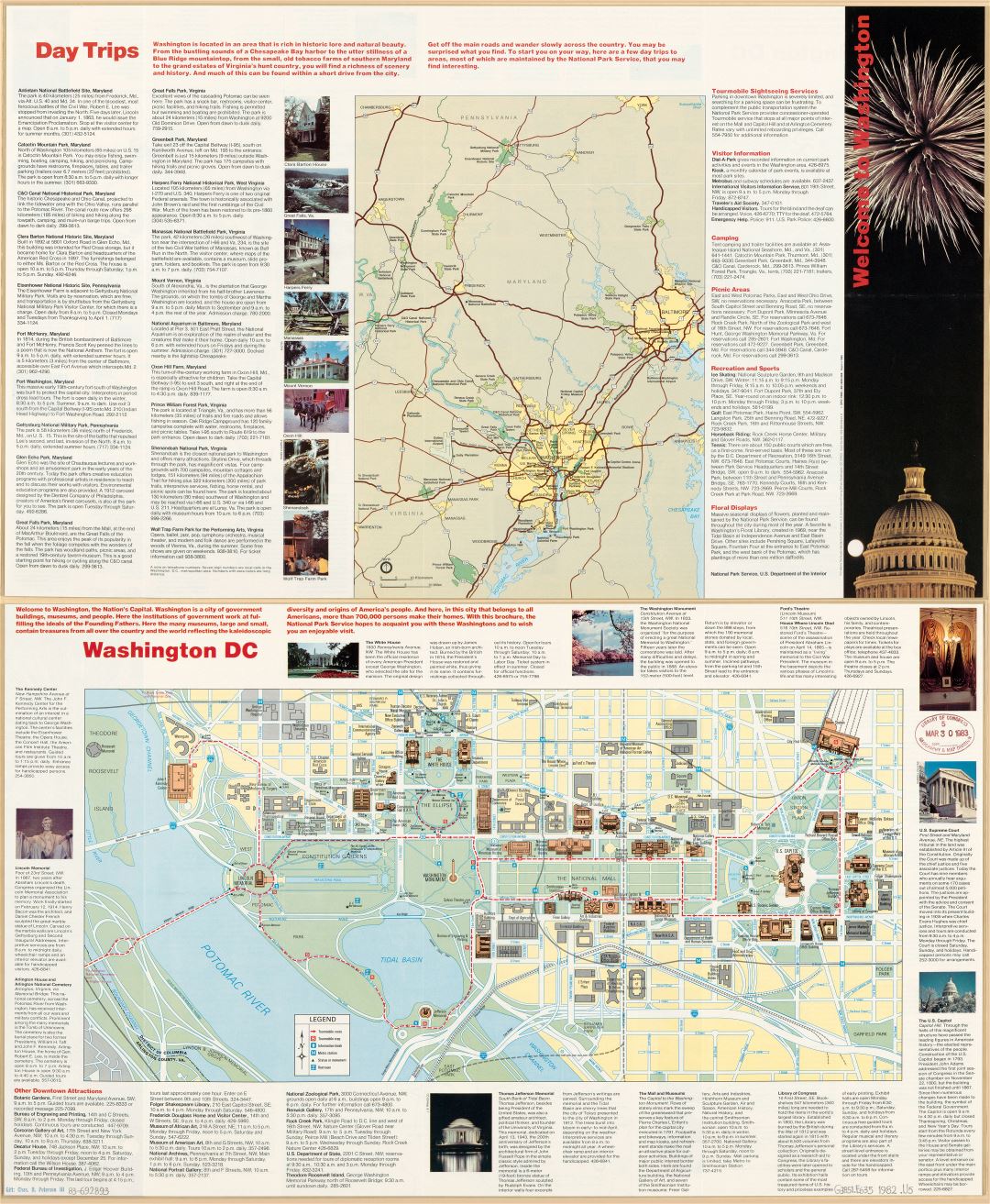 Large scale travel map of Washington DC - 1982