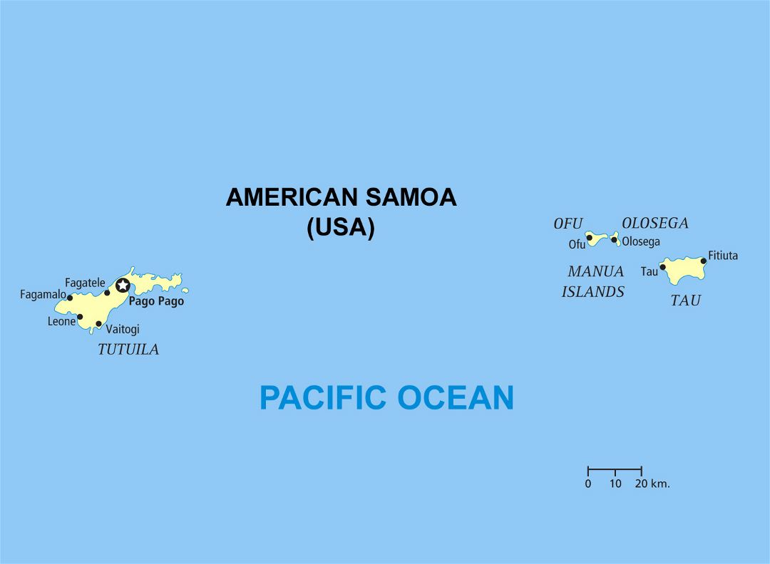Large political map of American Samoa