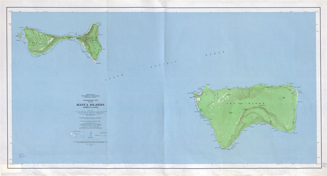 Large scale topographical map of Manua Islands, American Samoa with other marks - 1963