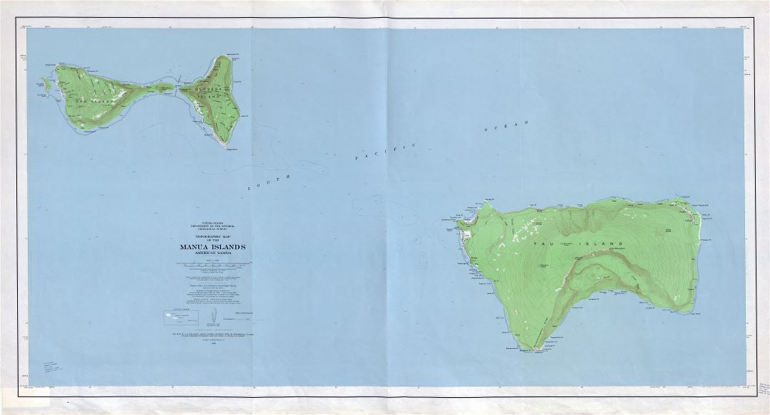 Large scale topographical map of Manua Islands, American Samoa with other marks - 1963
