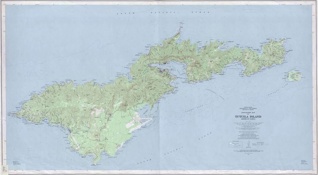Large scale topographical map of Tutuila Island, American Samoa with other marks - 1963