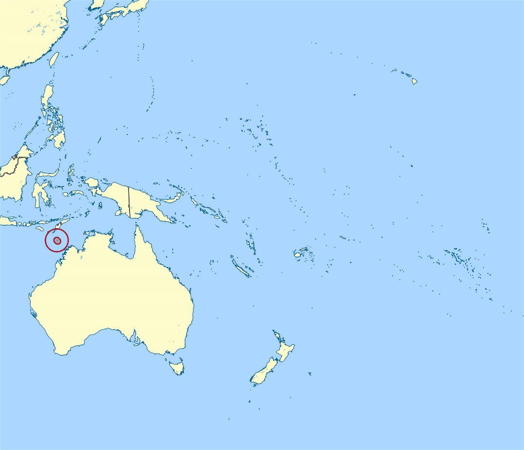 Large location map of Ashmore and Cartier Islands in Oceania