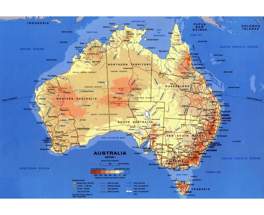 Geographical Map Of Australia