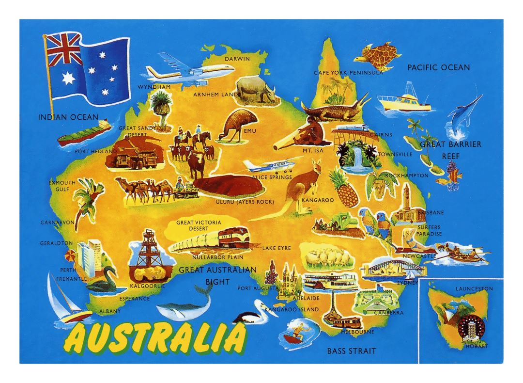 Detailed tourist illustrated map of Australia