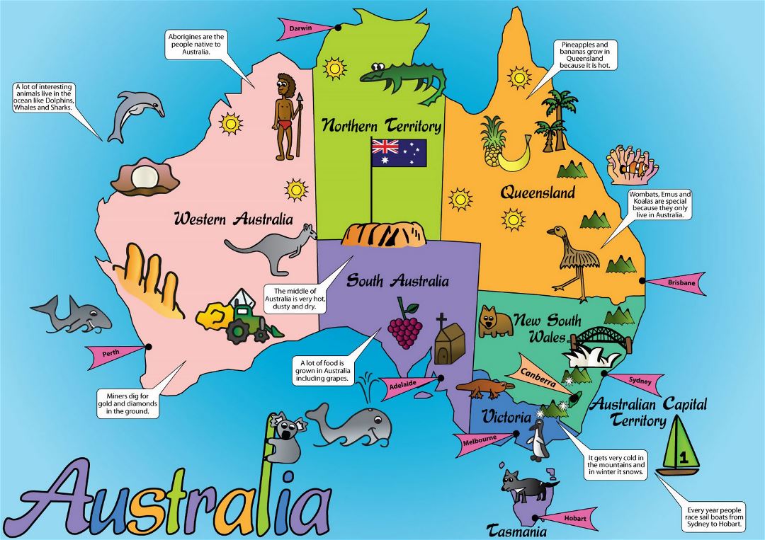 Large Australia cartoon map