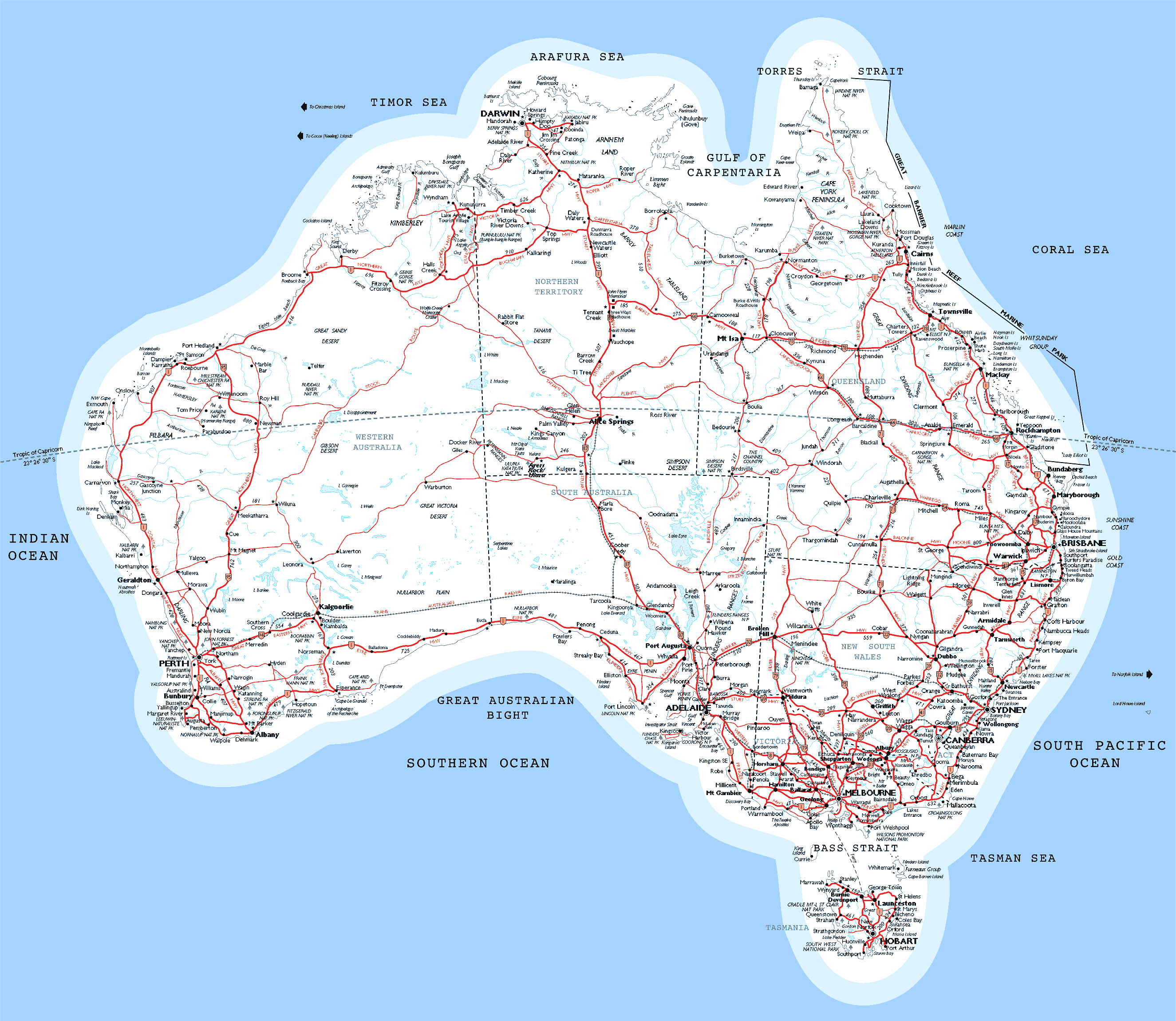 Australia Tourist Map