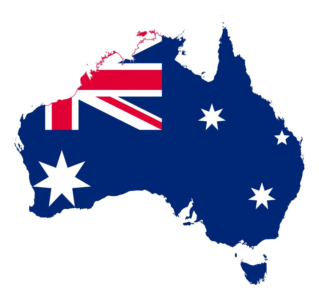 Large flag map of Australia