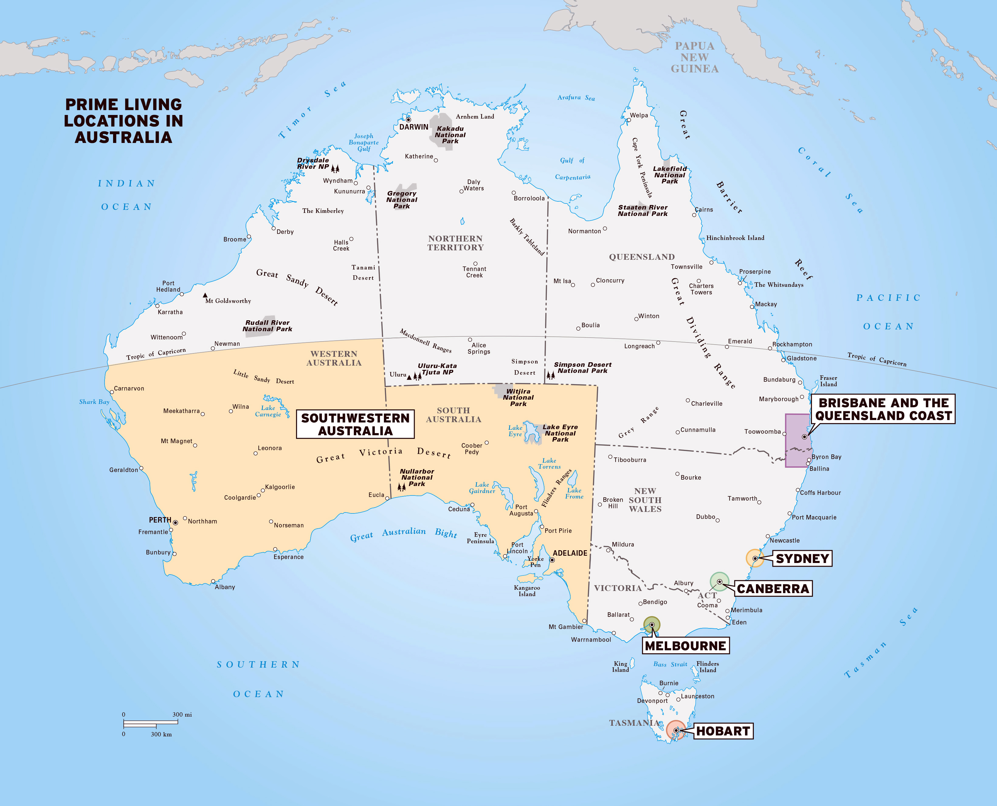 Large Map Of Australia With National Parks And Cities Australia