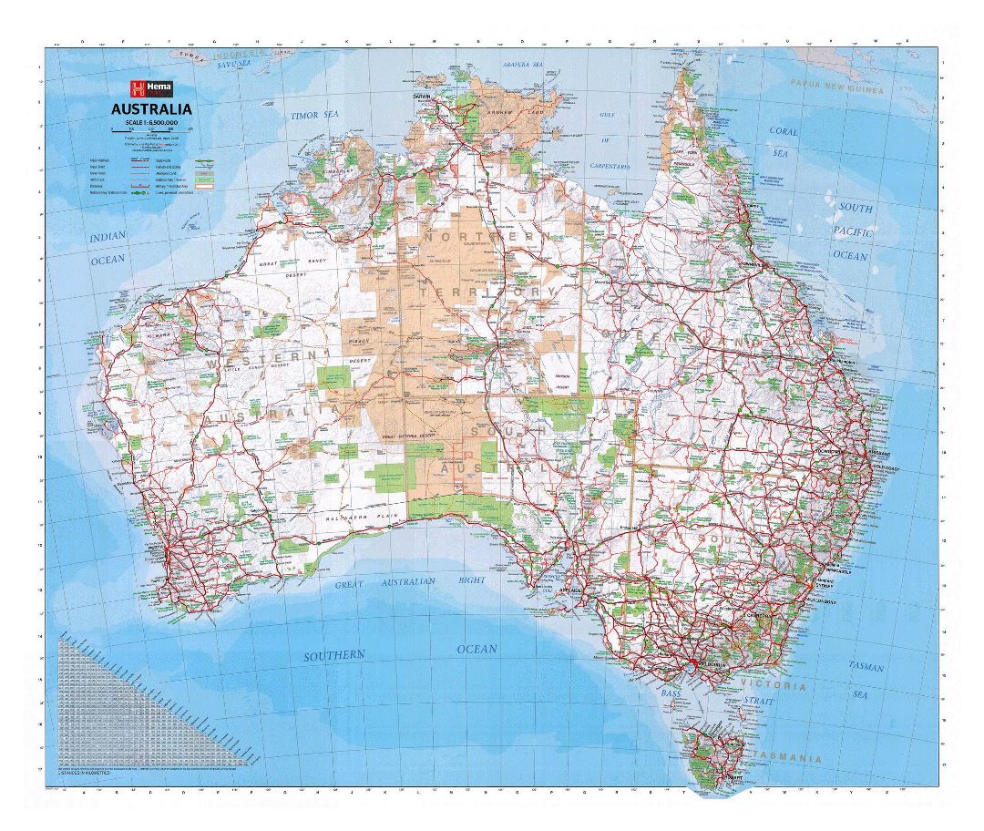 Large map of Australia with other marks